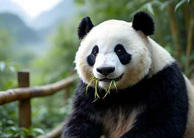 Panda Eating Bamboo