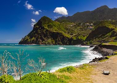 Coastal Landscape with Green Hills, Madeira