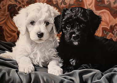 Two Poodle Puppies Portrait