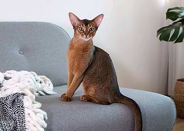 Abyssinian Cat on Sofa