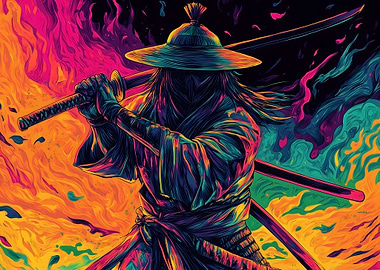 Samurai Warrior in Flames