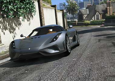 Silver Sports Car in City