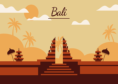 Bali Temple Illustration