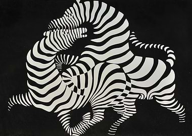 Abstract Zebra Art by Victor Vasarely