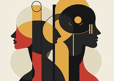 Resonant Minds – Echoes Between Us - Abstract Female Silhouettes