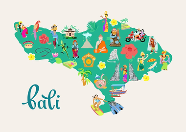Bali Map Illustration