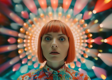 Woman with Red Hair and Blue Eyes