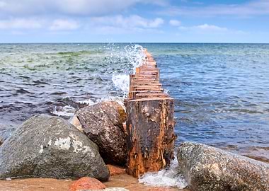 Wooden Groins on a Baltic Sea Beach