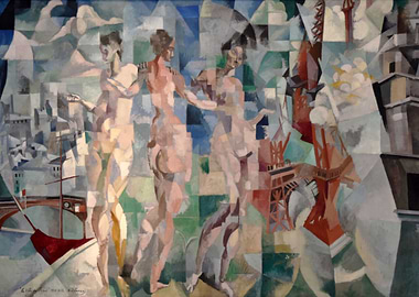 Cubist Cityscape with Figures