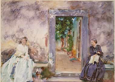 Two Women in a Courtyard