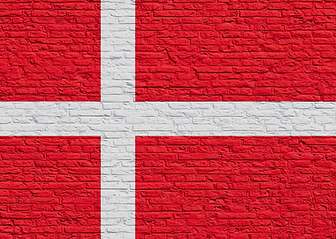 Danish Flag on a Brick Wall