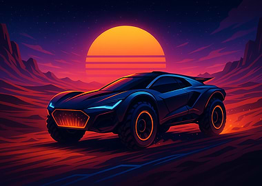 Black Sports Car Sunset