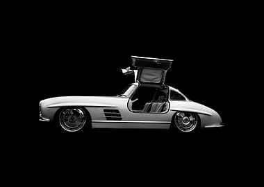 Silver Mercedes 300SL Gullwing