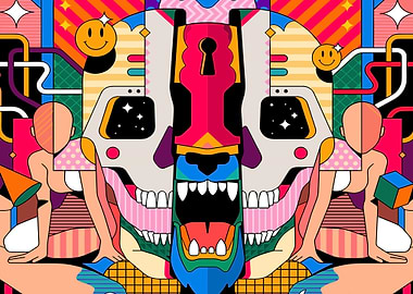 Abstract Skull with Keyhole