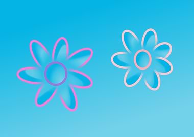 Blue and Pink Pastel Flowers