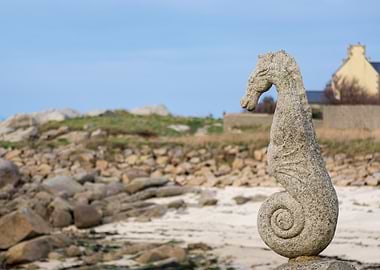 Stone Seahorse Sculpture