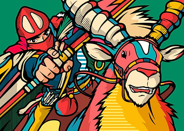 Warrior on a Mythical Beast