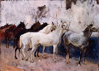 Horses in a Stable