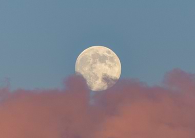 Full Moon in Pink Clouds