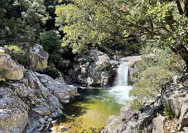 Waterfall in a Rocky Gorge