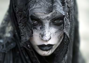Mysterious Woman in Black Veil
