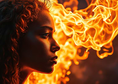 Woman in fire