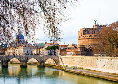 Rome Cityscape with Bridge and Castle