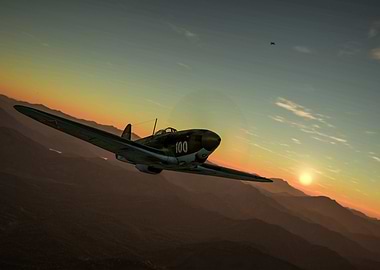 Fighter Plane Sunset Flight