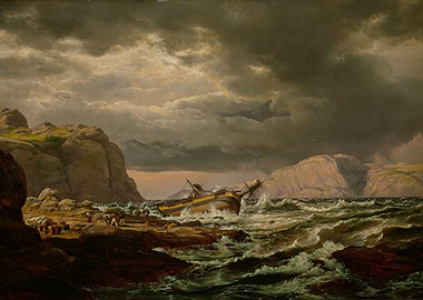 Shipwreck on Rocky Coast