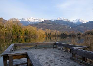 Snowy Mountains beyond a Lake