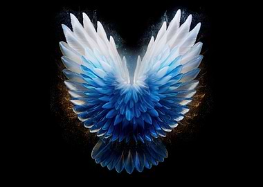 Blue and White Angel Wings
