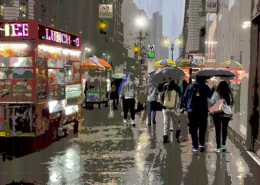 Rainy City Street Scene