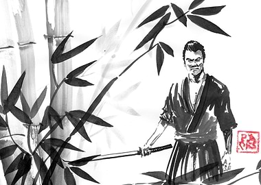 Samurai in Bamboo Forest