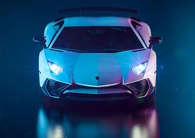 White Lamborghini Aventador