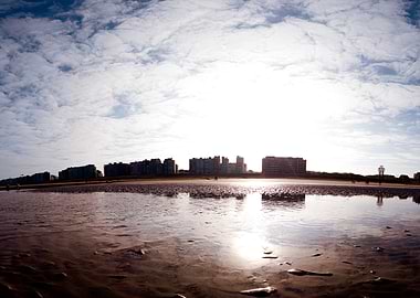 Beachscape with City Skyline
