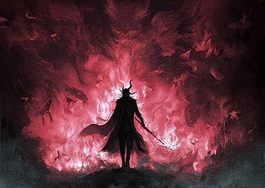 Dark Figure Crimson Flames