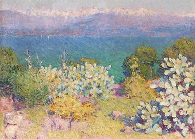 Impressionist Landscape with Mountains