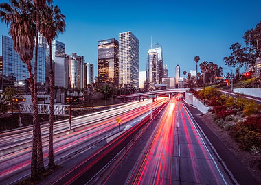 The skyline of Los Angeles at night