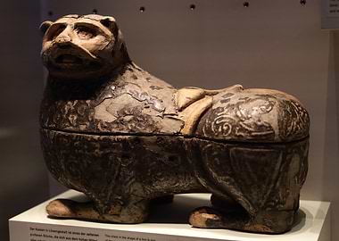 Lion-Shaped Wooden Chest