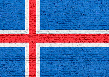 Iceland Flag on Brick Wall