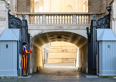 Swiss Guard at Vatican Entrance