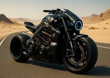 Futuristic Black Motorcycle