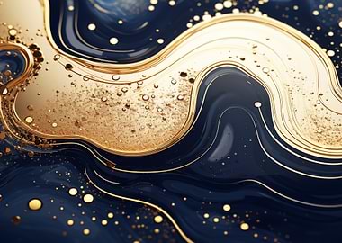 Abstract Gold and Blue Swirls