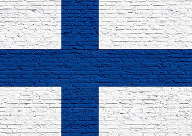Finnish Flag on Brick Wall - Finland