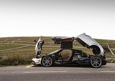 Silver Pagani Huayra Roadster