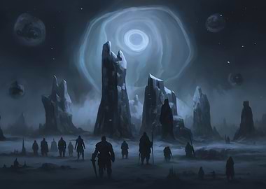 Silhouettes in a Mystical Landscape