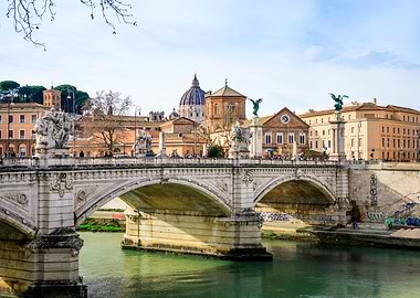 Bridge over Tiber River in Rome