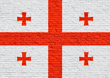Georgian Flag on Brick Wall - Georgia
