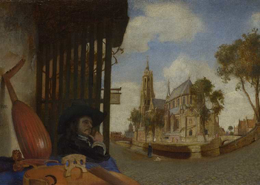 Man with Lute and Church