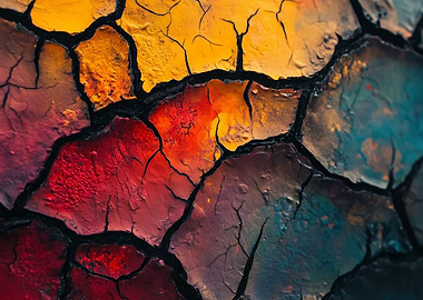 Crimson Fault – Heart of the Cracks - Cracked Paint Abstract